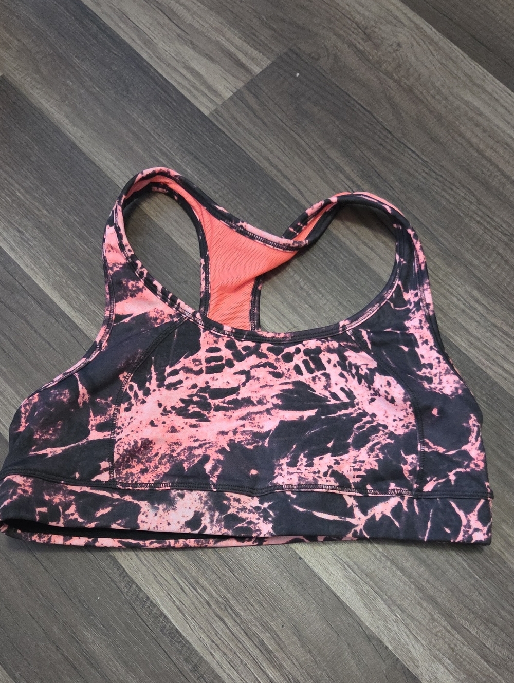Calvin Klein Pink and Black Abstract Racerback Sports Bra Size Small